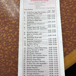 Mayflower Chinese Restaurant - 1/28/2026 menu and price...