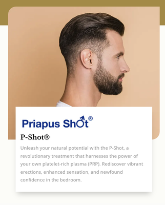 P-Shot - Elevate your intimate wellness with our P-Shot treatments. Designed to enhance male vitality and rejuvenate intimate experiences, our personalized approach focuses on your comfort and well-being P-Shot - Elevate your intimate wellness with our P-Shot treatments. Designed to enhance male vitality and rejuvenate intimate experiences, our personalized approach focuses on your comfort and well-being