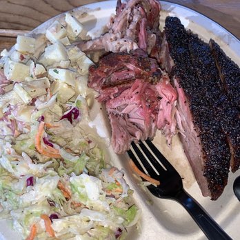 Little Miss BBQ - 2 meat plate! Fatty brisket and pulled pork! Yeah Buddy !!! - Barbeque Near Me - Phoenix, Arizona