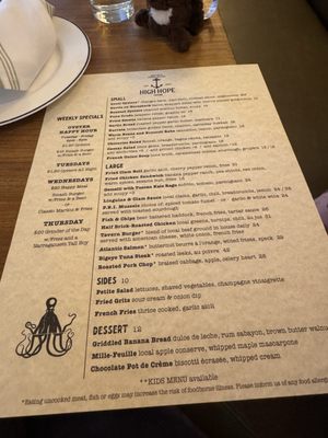 Menu photo 1 High Hope Tavern Westerly, RI