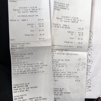 76 Gas Station - the receipts for the gas station - Gas Stations Near Me - Rancho Cucamonga, California