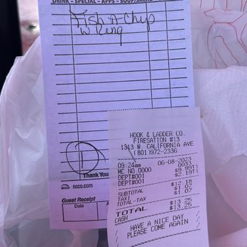 Hook And Ladder - $14.25 after tips for 3 fish sticks and 6 onion rings - Burgers Near Me - Salt Lake City, Utah