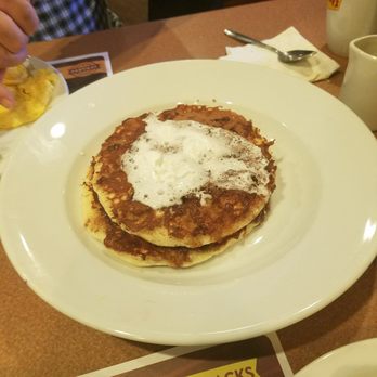 Denny's - Dulce De Leche pancakes with caramel drizzle. Delicious... - American Near Me - Centereach, New York Denny's - Dulce De Leche pancakes with caramel drizzle. Delicious... - American Near Me - Centereach, New York