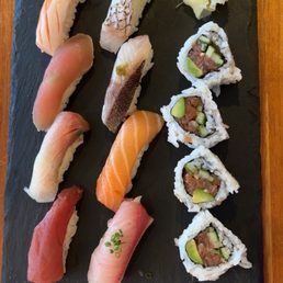 Sushi set (picked spicy tuna over the California roll) Sushi set (picked spicy tuna over the California roll)