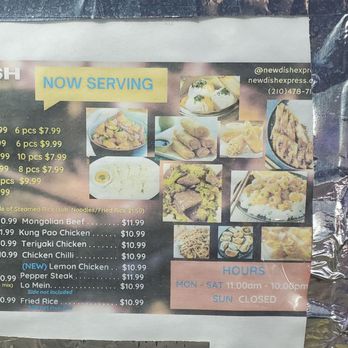 New Dish Express - Menu as of May 2025 - Chinese Near Me - San Antonio, Texas New Dish Express - Menu as of May 2025 - Chinese Near Me - San Antonio, Texas