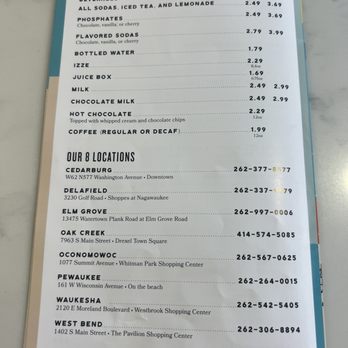 The Chocolate Factory - 7/28/23 Menu - Ice Cream & Frozen Yogurt Near Me - Cedarburg, Wisconsin
