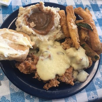Julia Belle's - Country fried steak, mashed potatoes and zucchini fries. - Southern Near Me - Florence, South Carolina Julia Belle's - Country fried steak, mashed potatoes and zucchini fries. - Southern Near Me - Florence, South Carolina
