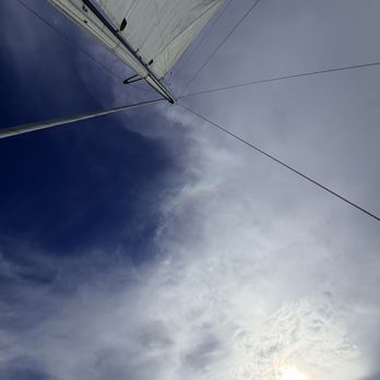 Sail Folly - Rainbow in cloud on our way out to sea - Sailing Near Me - Folly Beach , South Carolina Sail Folly - Rainbow in cloud on our way out to sea - Sailing Near Me - Folly Beach , South Carolina