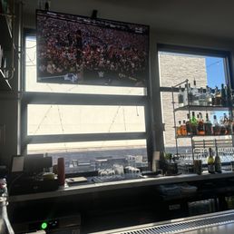 Bar area with Tv screens. Bar area with Tv screens.