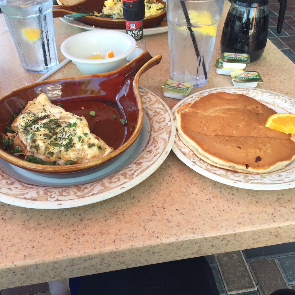Another Broken Egg Cafe - Skinny omelette & 1 buttermilk pancake (subbed for English muffin) - Breakfast & Brunch Near Me - Delray Beach, Florida
