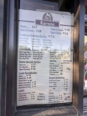 Menu photo 1 Karens Burritos Maypearl, TX Menu photo 1 Karens Burritos Maypearl, TX