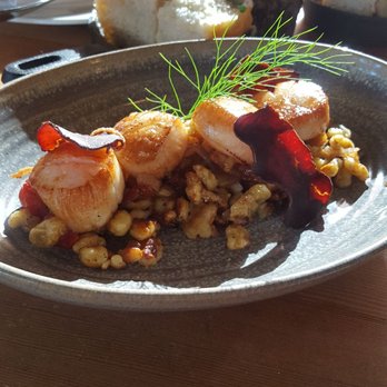 The Bison Restaurant - Seared scallop. Absolutely gorgeous - Canadian (New) Near Me - Banff, Alberta The Bison Restaurant - Seared scallop. Absolutely gorgeous - Canadian (New) Near Me - Banff, Alberta