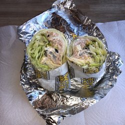 Tuna salad in salad wrap