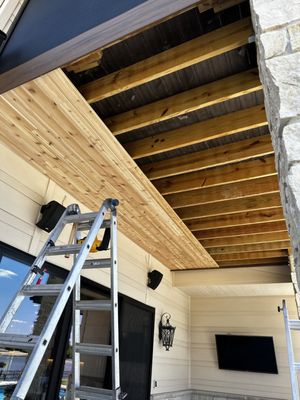 Cedar Ceiling Upgrade - We added a cedar wood ceiling under this covered deck to create a striking, warm, and powerful look.