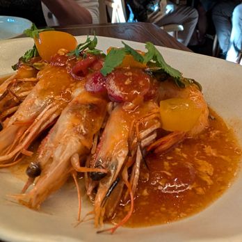 Yeobo Darling - Gulf shrimp with Taiwanese sausage slices and a tomato sauce - Taiwanese Near Me - Menlo Park, California Yeobo Darling - Gulf shrimp with Taiwanese sausage slices and a tomato sauce - Taiwanese Near Me - Menlo Park, California