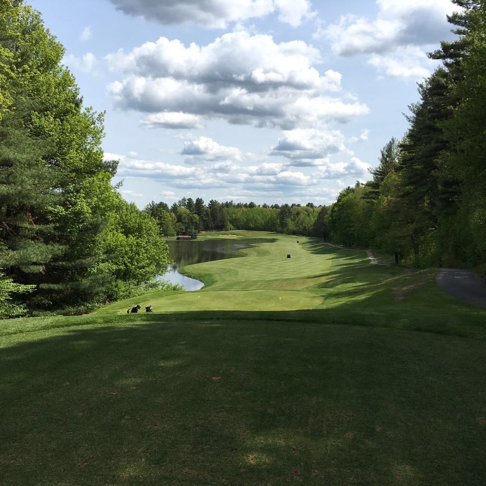 Signature hole #8 from the Tee Box. Demanding Par 5 that requires 3 solid shots to reach the green in regulation. Signature hole #8 from the Tee Box. Demanding Par 5 that requires 3 solid shots to reach the green in regulation.