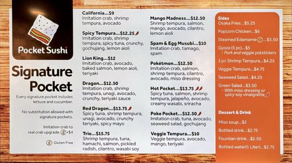 Menu photo 3 Pocket Sushi Pleasanton, CA Menu photo 3 Pocket Sushi Pleasanton, CA