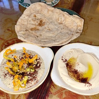 Maydan - Spreads: Zucchini Baba Ganoush and Hummus - Moroccan Near Me - Washington, DC, District of Columbia Maydan - Spreads: Zucchini Baba Ganoush and Hummus - Moroccan Near Me - Washington, DC, District of Columbia