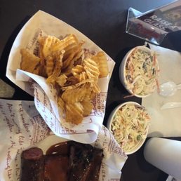 Homemade chips and slaw