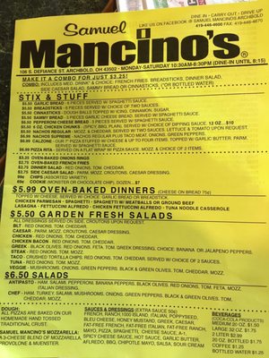 Menu photo 2 Samuel Mancino's Archbold, OH Menu photo 2 Samuel Mancino's Archbold, OH