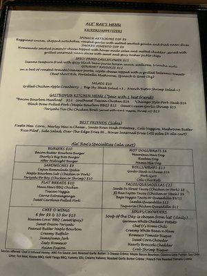 Menu photo 1 Ale Rae Grill Knoxville, TN Menu photo 1 Ale Rae Grill Knoxville, TN