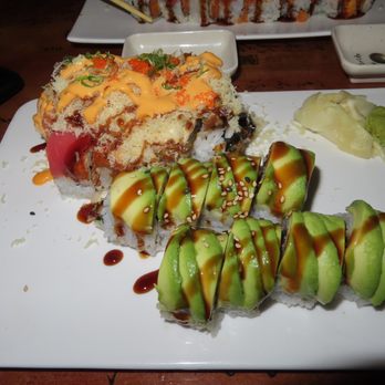 Yama Sushi - Tiger roll (top) and Dragon roll (bottom) - Sushi Bars Near Me - Plattsburgh, New York Yama Sushi - Tiger roll (top) and Dragon roll (bottom) - Sushi Bars Near Me - Plattsburgh, New York