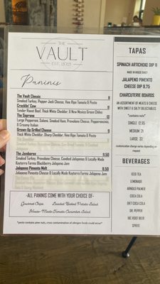 Menu photo 2 The Vault Atoka, OK Menu photo 2 The Vault Atoka, OK