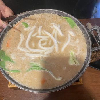 Ginza Japanese Shabu Shabu - Tonkotsu broth with the Udon noodles and veggie mix - Japanese Near Me - Sandy, Utah