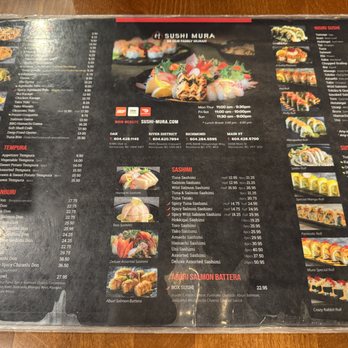 Sushi Mura - Front of menu~ (August 2025) - Sushi Bars Near Me - Vancouver, British Columbia Sushi Mura - Front of menu~ (August 2025) - Sushi Bars Near Me - Vancouver, British Columbia