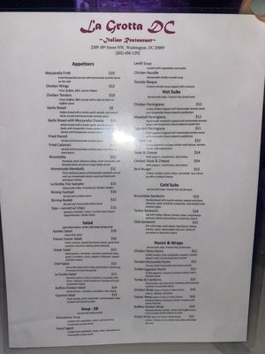 Menu photo 4 La Grotta DC Washington, DC, DC