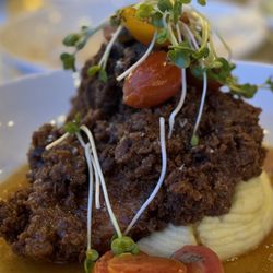 Firefly Grill - Crispy honey glazed chicken on a bed of whipped potatoes.