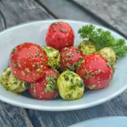 Alte Mühle - Mozarellakugeln mit Tomaten und Brot (6 €)