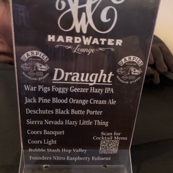 Hard Water Lounge - Draft beer menu - Cocktail Bars Near Me - Crosby, Minnesota