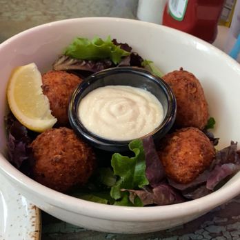 Clear Sky Cafe - Crab Hush Puppies. Pretty good. Don't know how much crab was in them. - New American Near Me - Clearwater, Florida