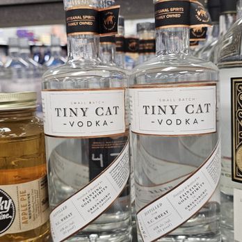 ABC Stores - bottles of tiny cat vodka on a shelf - Beer, Wine & Spirits Near Me - Greensboro, North Carolina