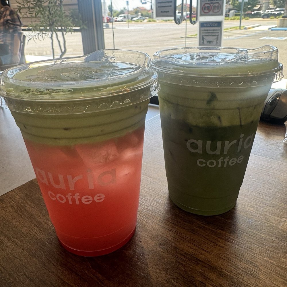 Pink coconut matcha cloud and a double matcha cloud
