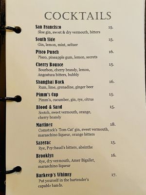 Menu photo 5 Comstock Saloon San Francisco, CA