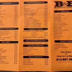 B & B Carryout - Menu