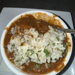 Gumbo had so much corn starch it was like jello