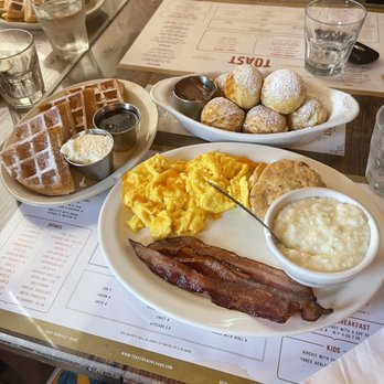Toast - The Classic Breakfast, Waffles w/blueberry sauce and Pancake Balls w/Nutella - Breakfast & Brunch Near Me - New Orleans, Louisiana Toast - The Classic Breakfast, Waffles w/blueberry sauce and Pancake Balls w/Nutella - Breakfast & Brunch Near Me - New Orleans, Louisiana
