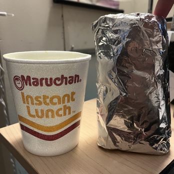 Mister J's - Gyro next to a ramen cup for comparison - American Near Me - Chicago, Illinois