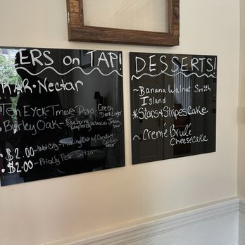 Caroline's Table - Beer and desserts sign - New American Near Me - Denton, Maryland