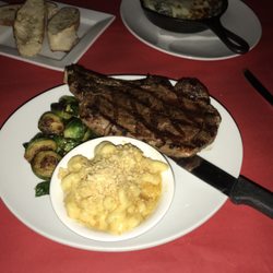 Screamers Family Restaurant - 14 ounce bone in ribeye, brussels sprouts, and mac & cheese. Each was delicious on its own. Together it was wonderful