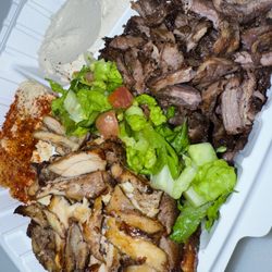 Zorba’s Mediterranean Food - Half Chicken/Half Tri-Tip Shawarma plate