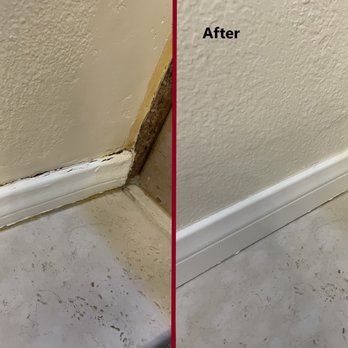First Class Handyman - Baseboard closest to the shower. Wall was also retextured as a free service. - Handyman Near Me