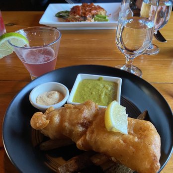 Railroad House Inn - Fried fish...nothing great. But, the pea purée was delish!! Came with fries. - New American Near Me - Marietta, Pennsylvania Railroad House Inn - Fried fish...nothing great. But, the pea purée was delish!! Came with fries. - New American Near Me - Marietta, Pennsylvania
