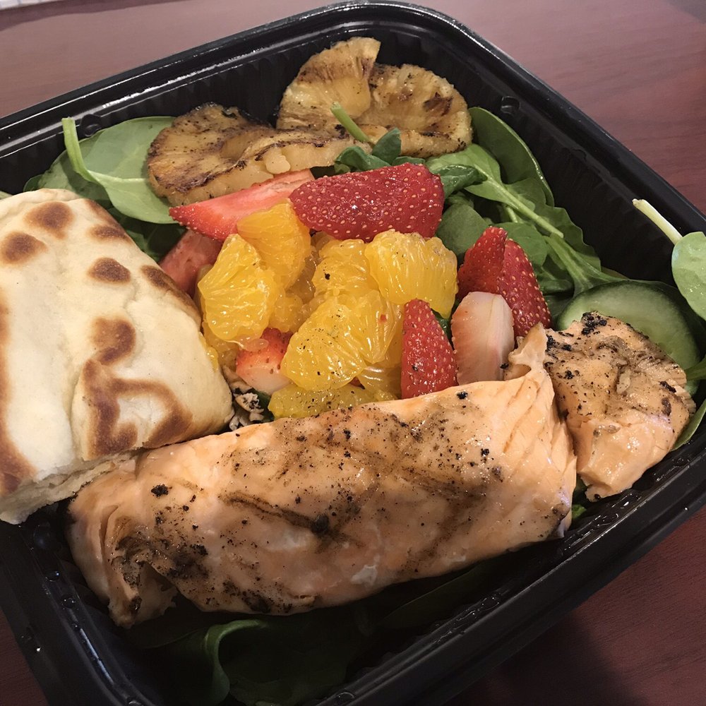 Rockne's - 26 March 2019 -- Citrus Glazed Salmon Salad. - American Near Me - Akron, Ohio Rockne's - 26 March 2019 -- Citrus Glazed Salmon Salad. - American Near Me - Akron, Ohio