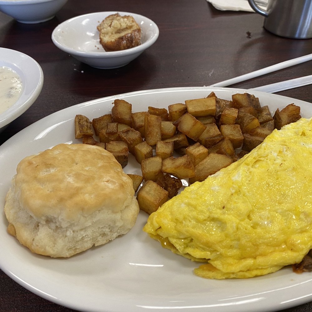Pappy's Cookin' - Veggie omelette breakfast with home fries and biscuit - Breakfast & Brunch Near Me - Flatwoods, Kentucky