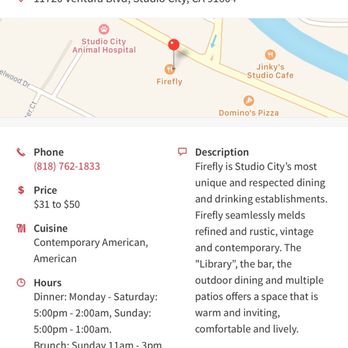 Firefly - Opentable ~ no mention of their policy about reserving tables with canopy. - New American Near Me - Studio City, California Firefly - Opentable ~ no mention of their policy about reserving tables with canopy. - New American Near Me - Studio City, California