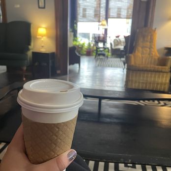 Rev Coffee & Tea - Latte in the living room - Coffee & Tea Near Me - Hudson, New York